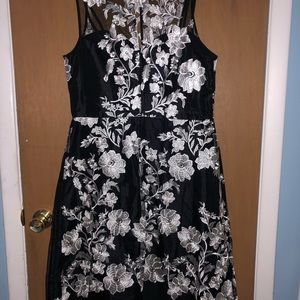 Black ALine dress with embroidery layer. Gorgeous!